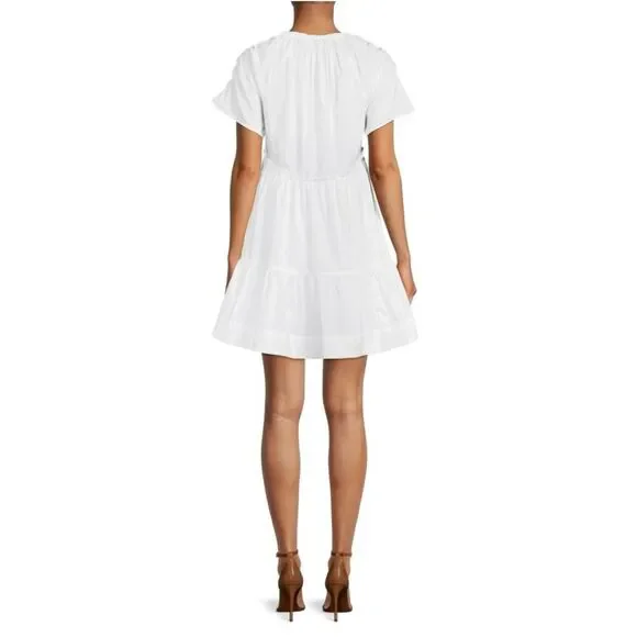 Tanya Taylor Amaria Ruffle Poplin A-Line Dress, New, Size XL